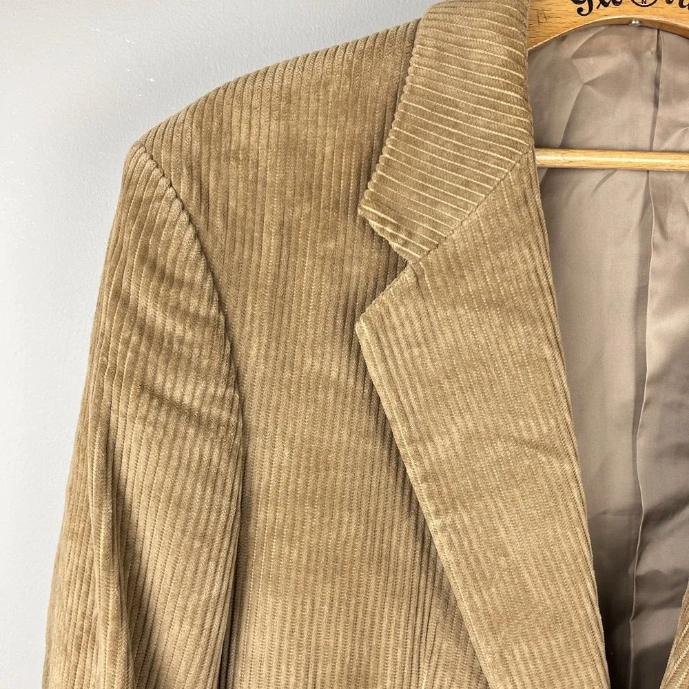 Vintage Circola Moda Mens 39R‎ Corduroy Blazer Sport Coat Jacket Tan Cotton